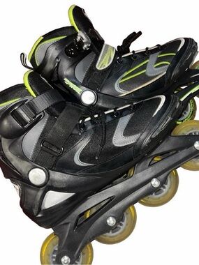 Adjustable Black and Neon Green Inline Rollerblades